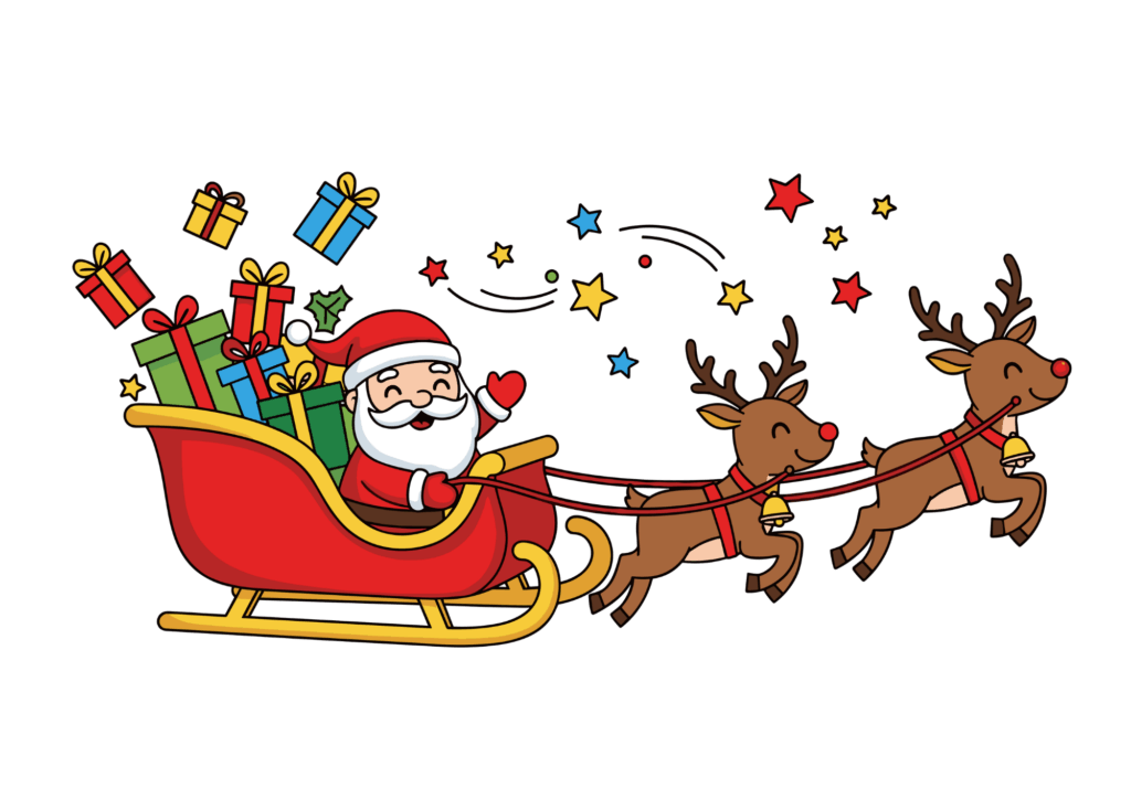 サンタとトナカイの無料ぬりえ｜幼児向け｜簡単でかわいい｜冬の行事｜ダウンロード