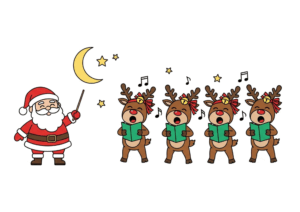 サンタとトナカイの無料ぬりえイラスト｜幼児向け｜簡単でかわいい｜冬のイベント｜ダウンロード