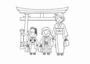 七五三の塗り絵｜高齢者向け｜懐かしい秋の行事を塗って楽しめる｜簡単で塗りやすい無料ダウンロード