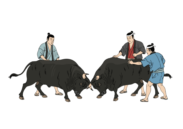 牛の角突きの塗り絵イラスト