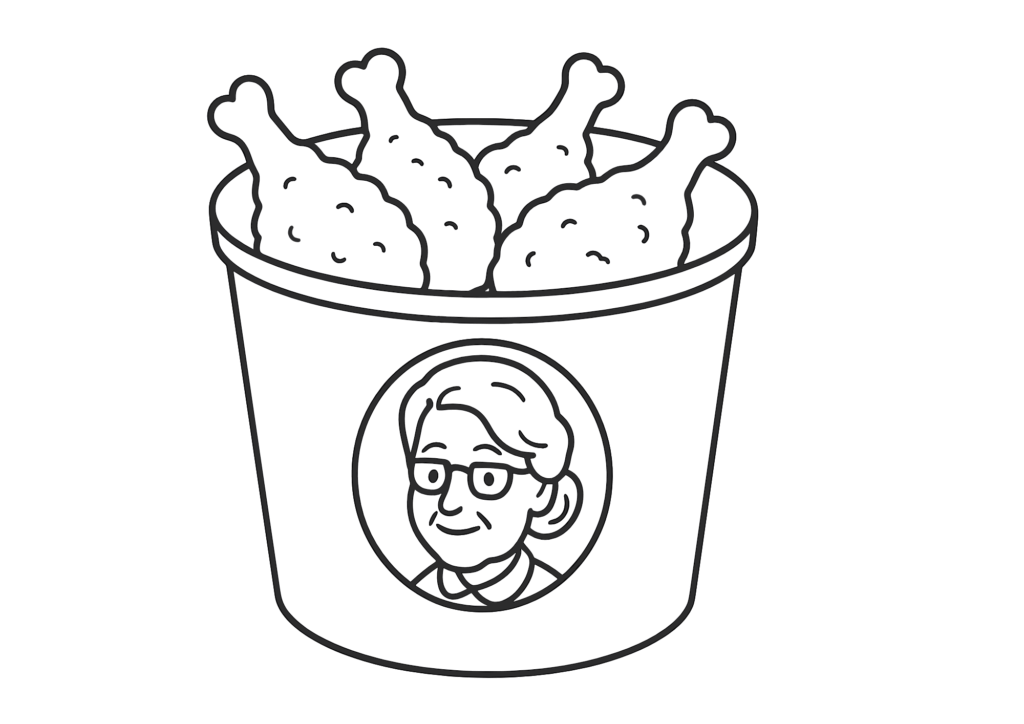 フライドチキンバーレルのぬりえの塗り絵 白黒 無料ダウンロード 印刷用