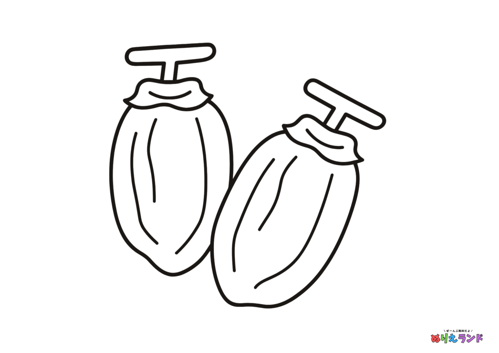 秋冬の味覚 干し柿のの塗り絵イラスト 白黒 無料ダウンロード 印刷用