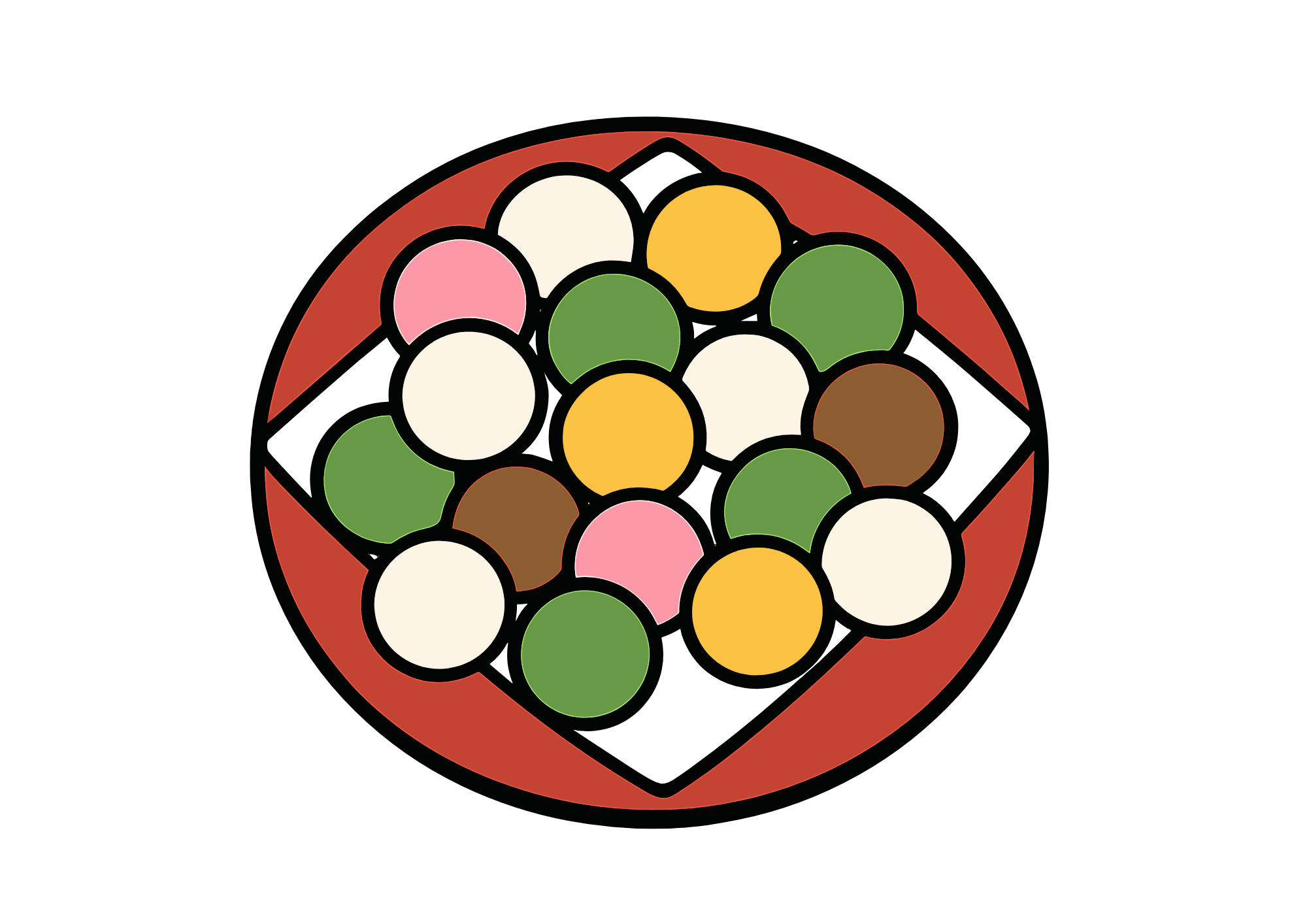 節分の豆菓子盛り皿の無料ぬりえイラスト|幼児向け|カラフルでかわいい|2月行事|ダウンロード