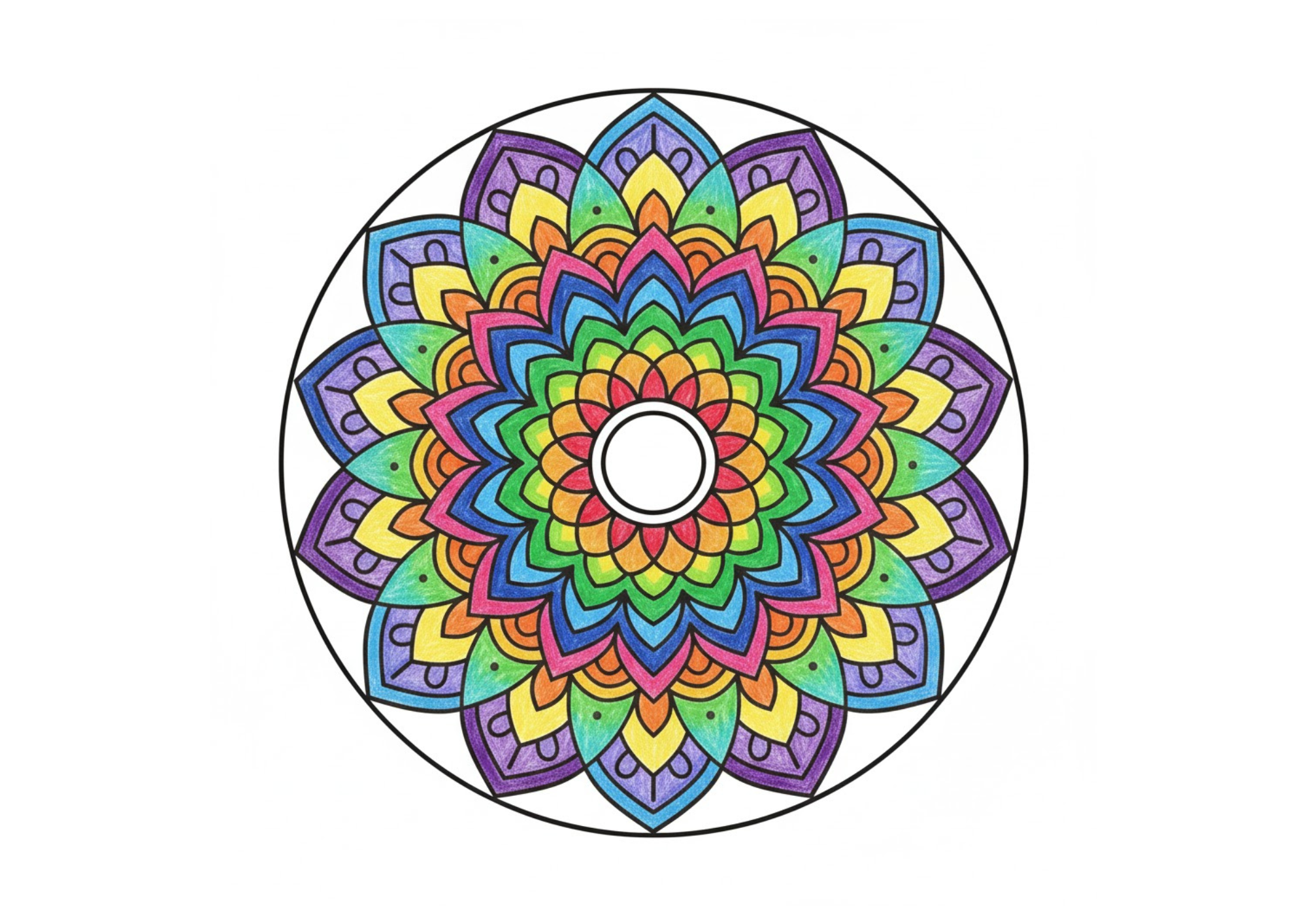 曼荼羅の無料ぬりえイラスト|大人向け|リラックス|見本付き|ダウンロード