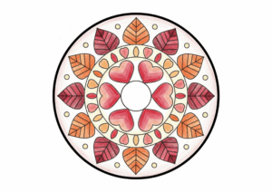 曼荼羅模様の無料ぬりえイラスト｜大人向け｜癒しと集中｜秋色見本付き｜ダウンロード