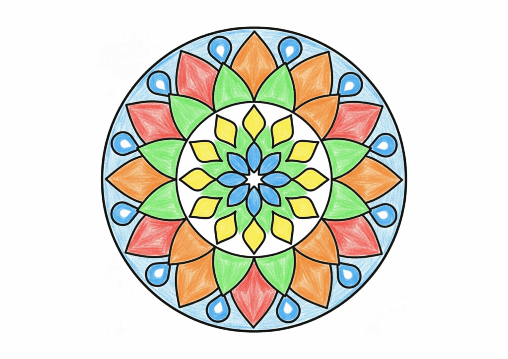 曼荼羅の無料ぬりえイラスト｜高齢者・子供向け｜初心者でも塗りやすい｜癒しの図形アート｜ダウンロード