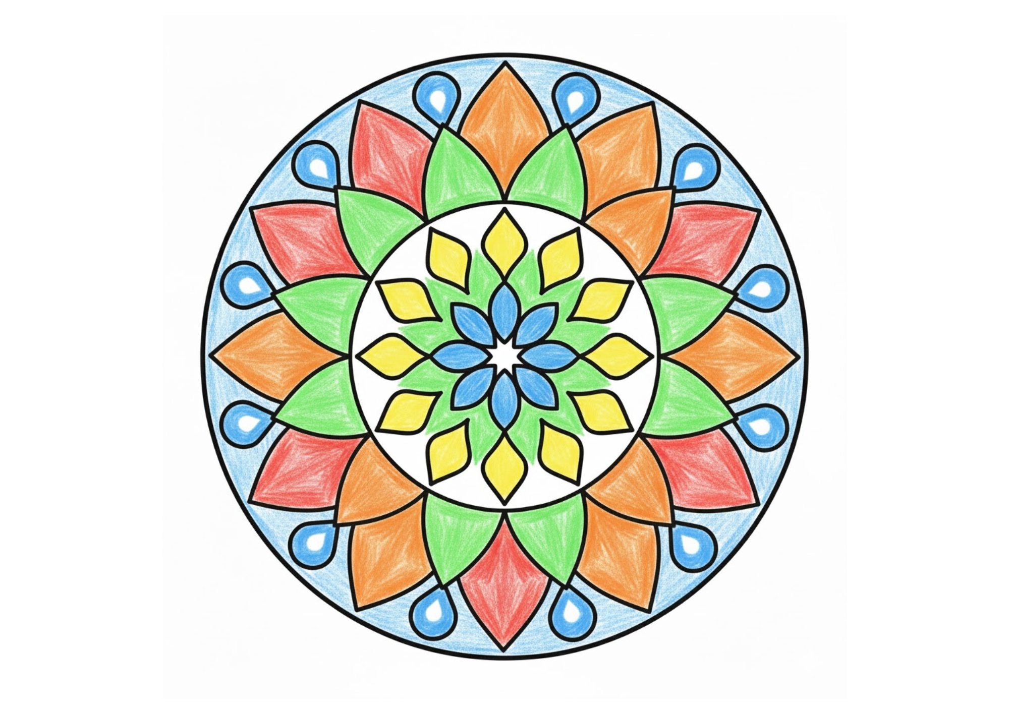 曼荼羅の無料ぬりえイラスト|高齢者・子供向け|初心者でも塗りやすい|癒しの図形アート|ダウンロード