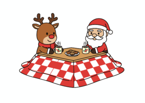 サンタとトナカイの無料ぬりえイラスト｜幼児向け｜冬｜かわいい｜ダウンロード