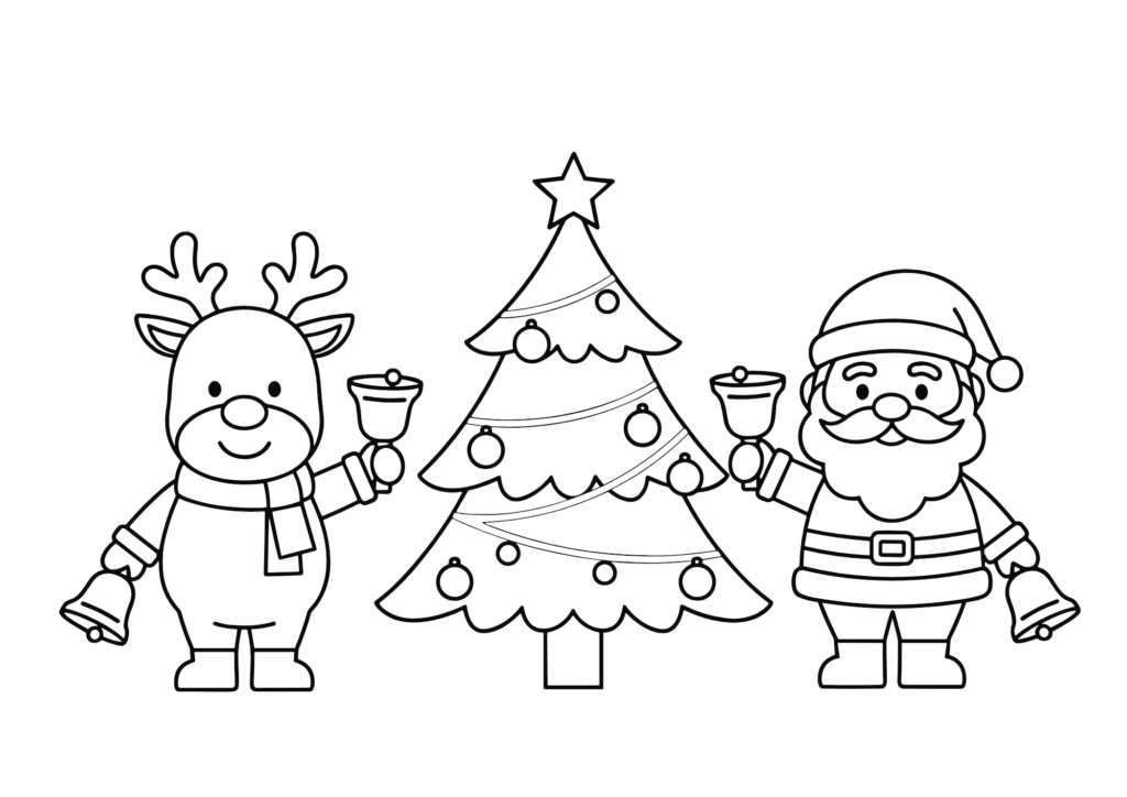 簡単かわいい冬の塗り絵イラスト 白黒 無料ダウンロード 印刷用