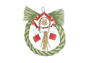 正月飾りの無料ぬりえイラスト｜高齢者向け｜新年の縁起物｜1月素材｜見本付き｜ダウンロード