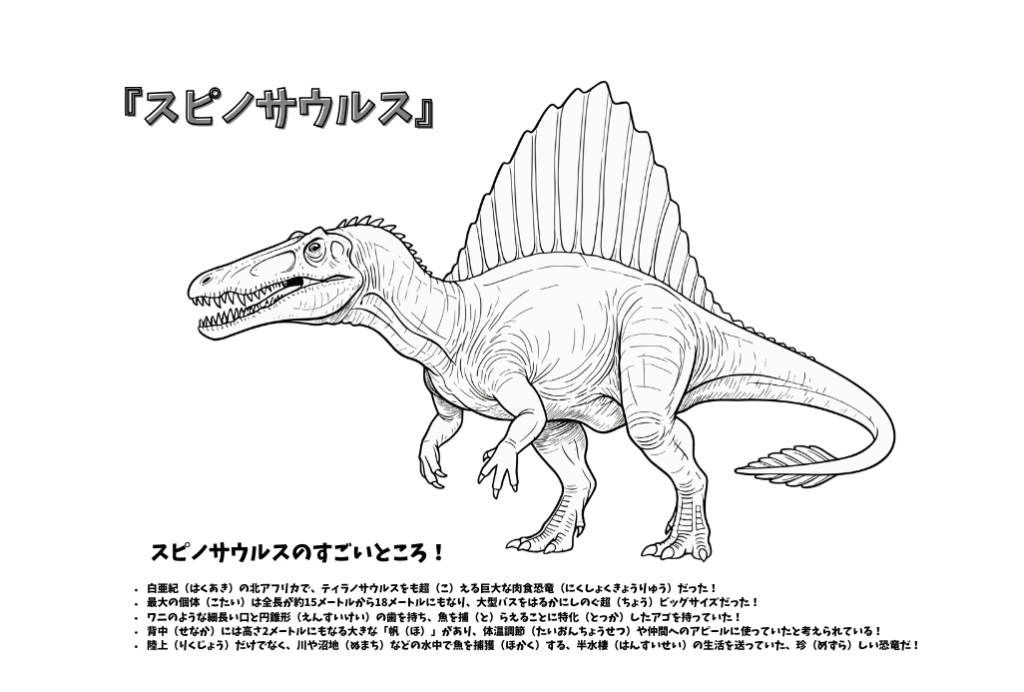 スピノサウルスの塗り絵
