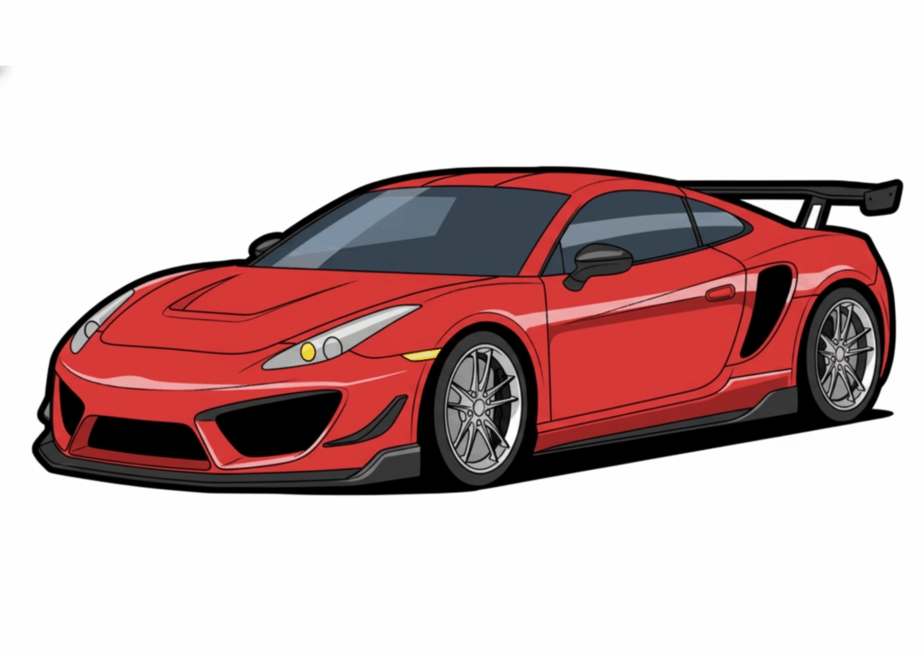 スポーツカーの無料ぬりえイラスト｜幼児向け｜かっこいい車｜自由に塗れる｜ダウンロード