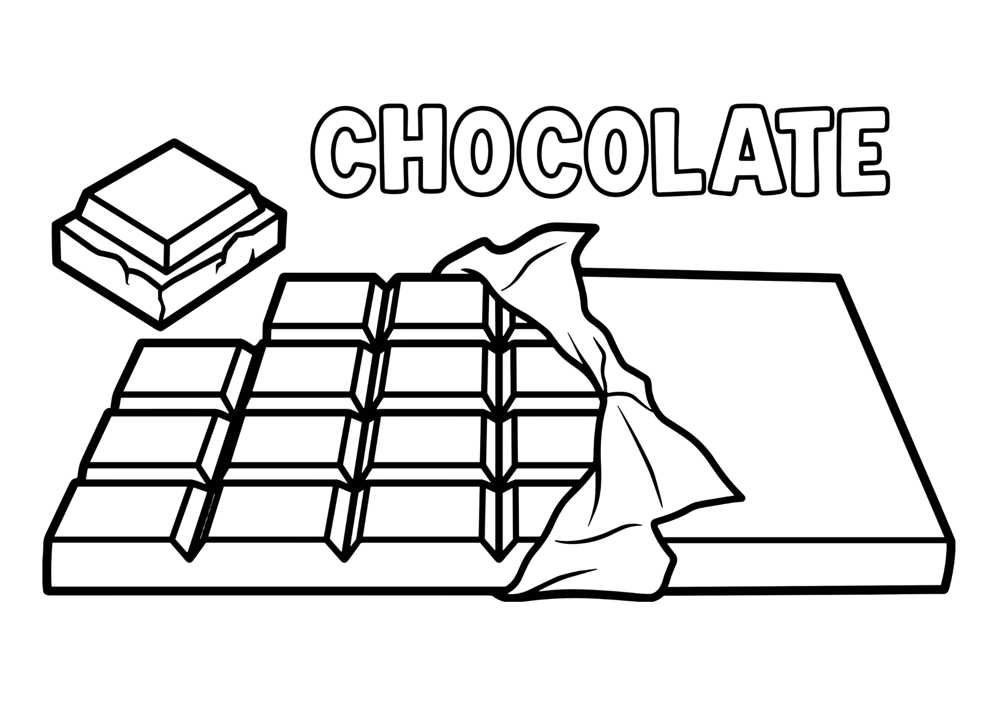 チョコレートのぬりえ線画｜白黒イラスト｜バレンタイン無料素材｜幼児向けフリー画像