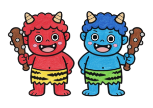 鬼の塗り絵イラスト｜無料ダウンロード｜節分｜フリー画像｜素材