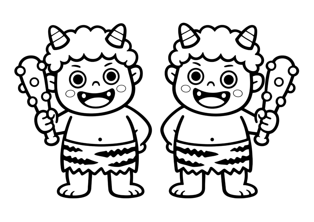鬼のぬりえの塗り絵 白黒 無料ダウンロード 印刷用