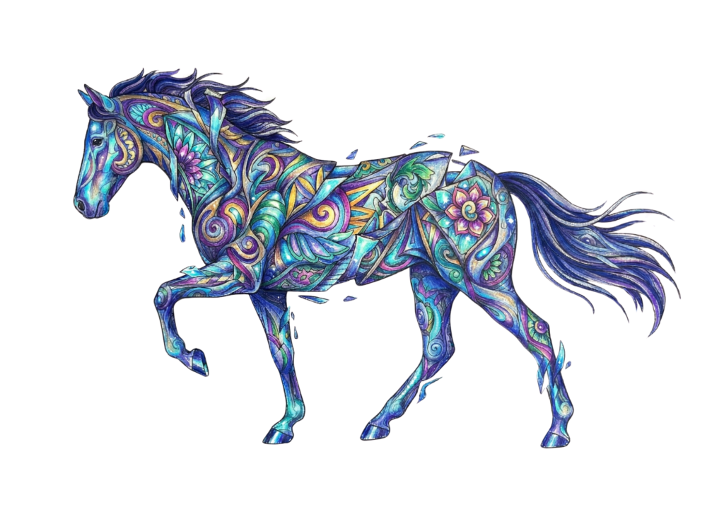 馬のぬりえイラスト｜大人向けコロリアージュ見本｜無料ダウンロード｜フリー画像素材