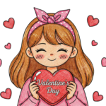バレンタインの女の子の塗り絵
