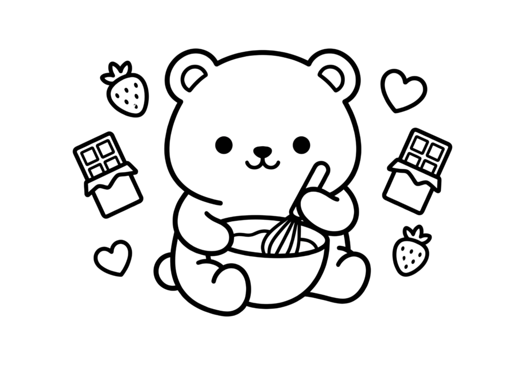 クマの塗り絵 白黒 無料ダウンロード 印刷用