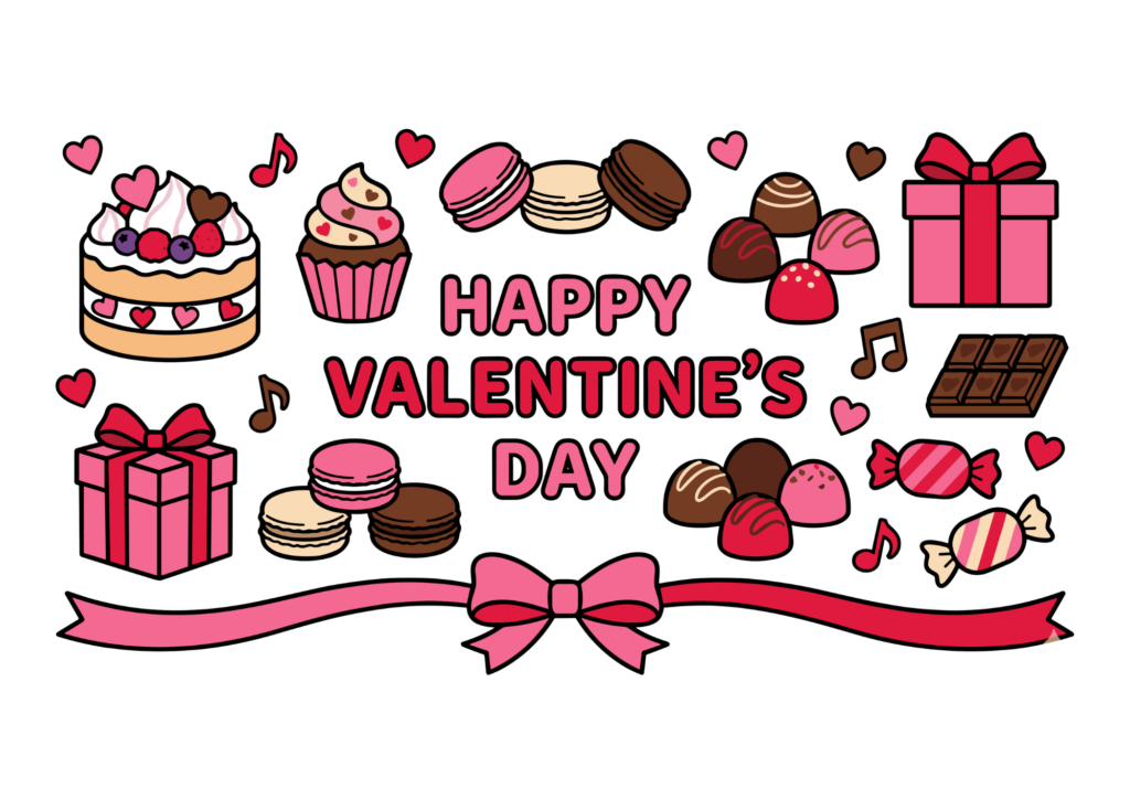 バレンタインのイラスト｜無料ダウンロード｜塗り絵イラスト｜フリー画像｜素材