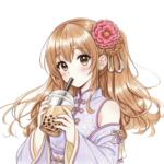 かわいい女の子とタピオカの塗り絵