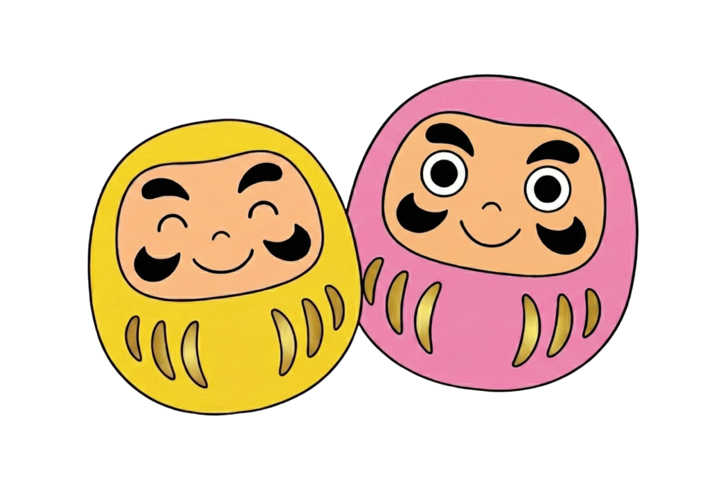 だるまの塗り絵イラスト｜1月の縁起物で運気アップ｜高齢者・幼児向け無料素材ダウンロード