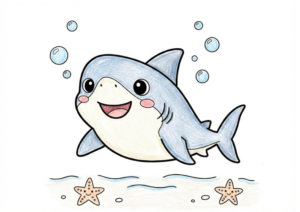 ホオジロザメの塗り絵画像｜無料ダウンロードできる白黒イラストのフリー画像素材