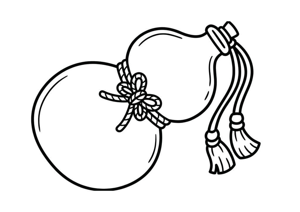 無料でダウンロードできるひょうたんの塗り絵画像｜白黒・太線・フリー画像素材