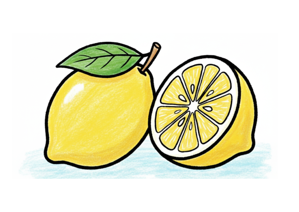 レモン（輪切りつき）の見本イラスト｜無料 ダウンロード イラスト フリー画像 素材