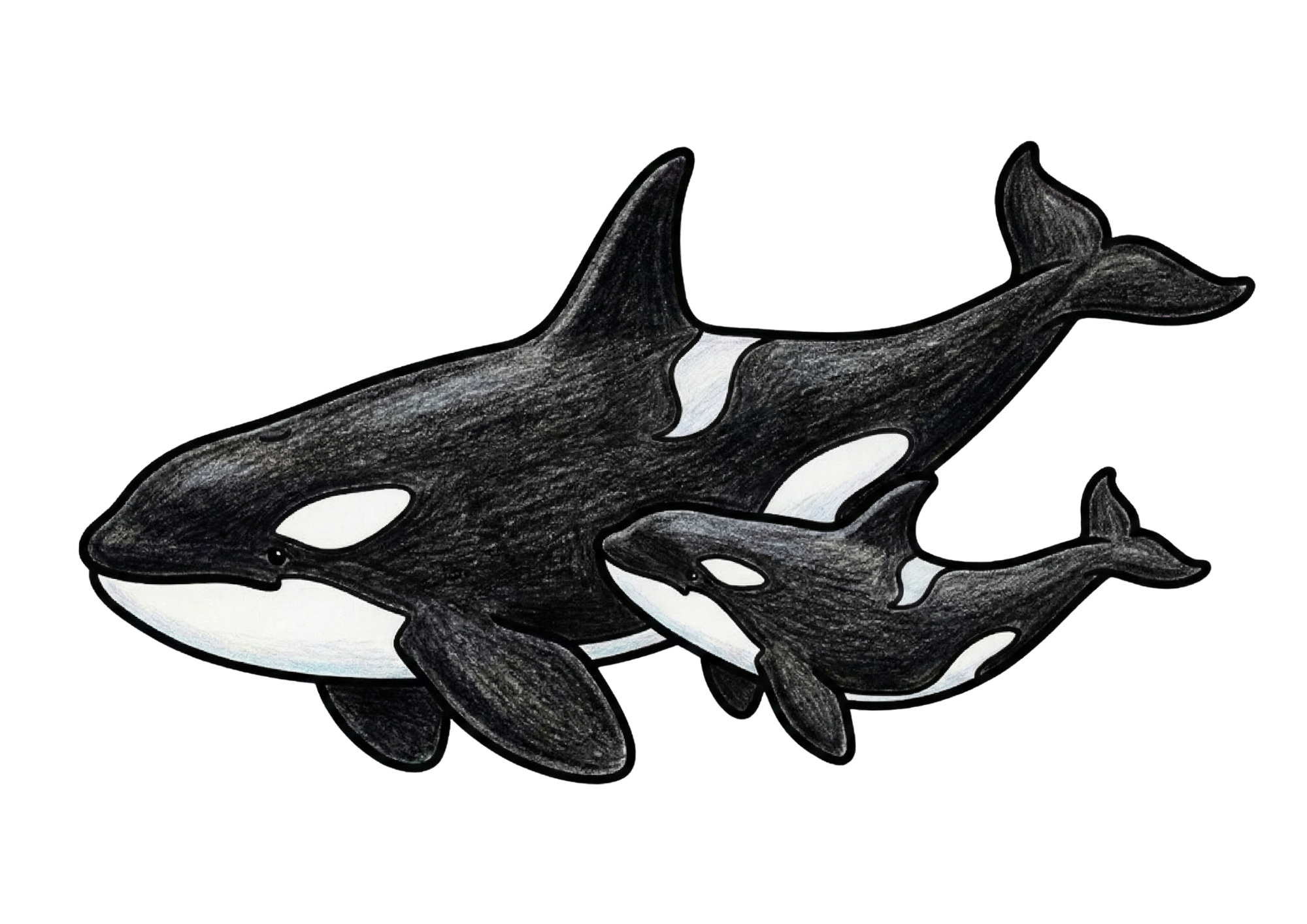 シャチのぬりえイラスト|高齢者向け・下絵にも使えるリアルな線画素材