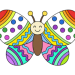 かわいい蝶々の塗り絵