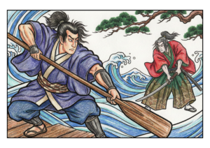 巌流島の戦い塗り絵イラスト無料ダウンロード｜大人向けフリー画像素材