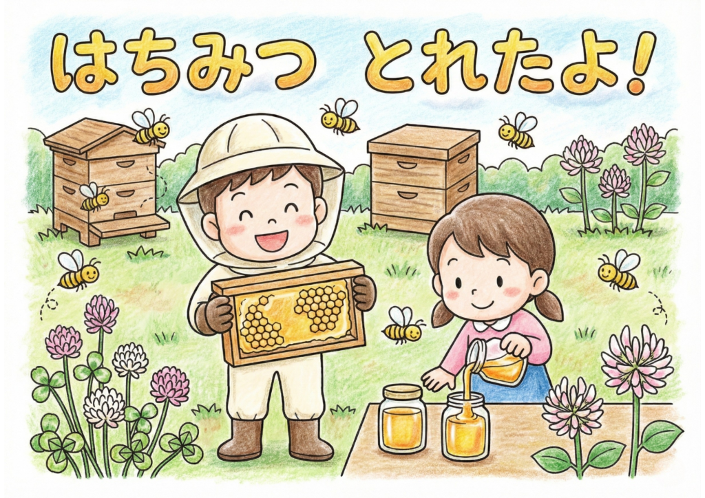 はちみつとミツバチの塗り絵イラスト無料ダウンロード用フリー画像素材