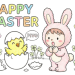 ハッピーイースターの塗り絵