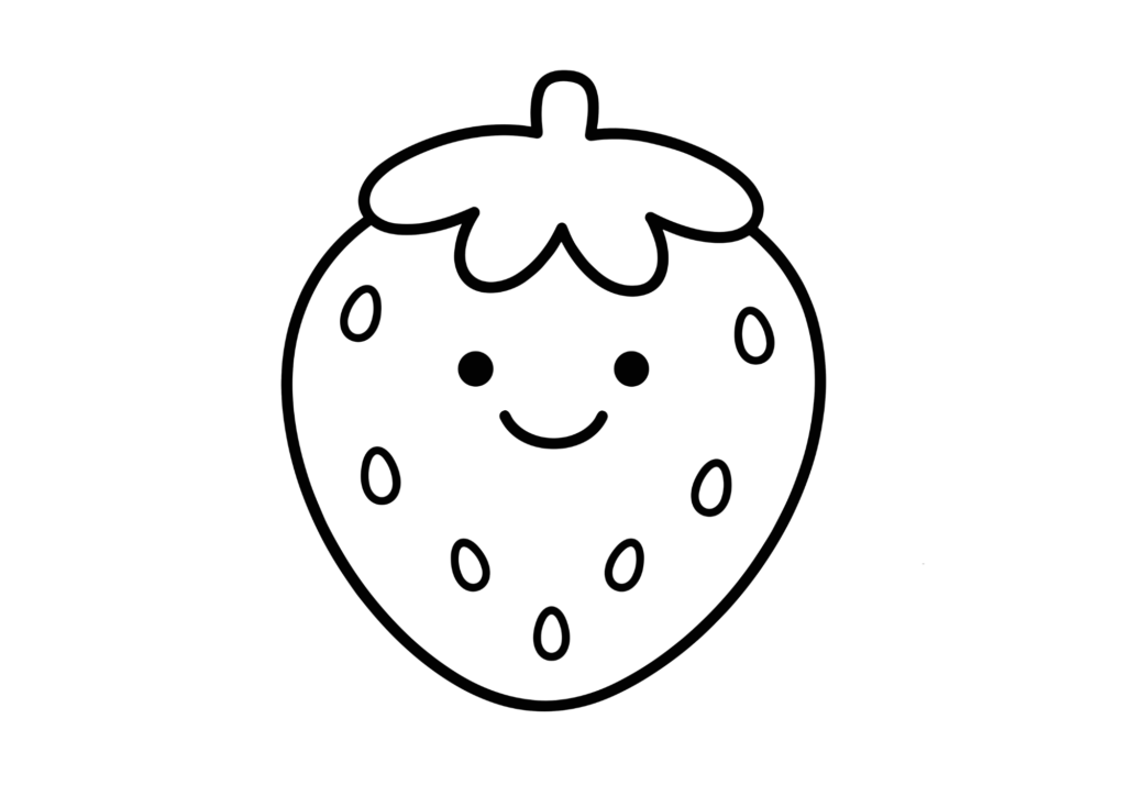 幼児向けいちごの塗り絵イラストの塗り絵 白黒 無料ダウンロード 印刷用