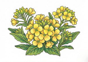 菜の花の塗り絵画像｜無料ダウンロードできる高齢者向け春の塗り絵イラストフリー画像素材