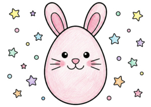 星とうさぎの塗り絵イラスト無料ダウンロード用フリー画像素材