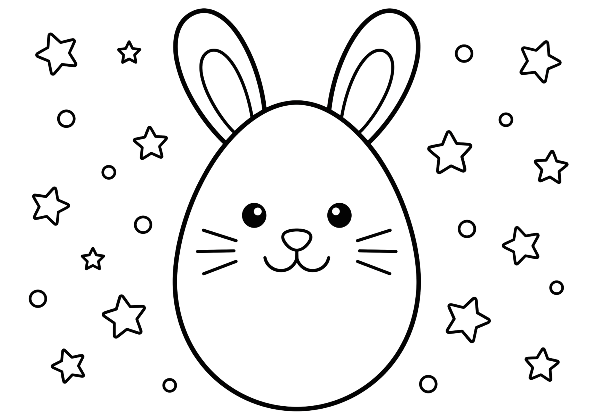 うさぎと星の塗り絵イラスト無料ダウンロード白黒線画フリー画像素材