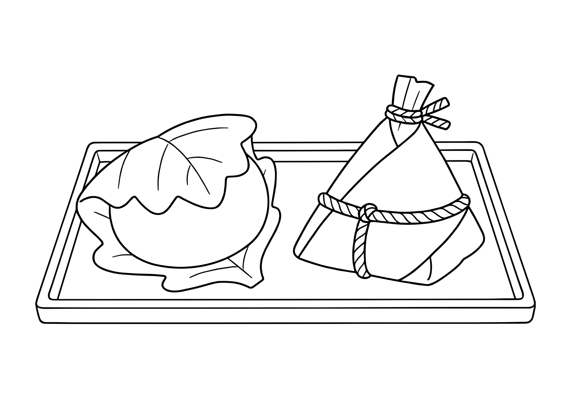 ちまきと柏餅の塗り絵イラスト 白黒