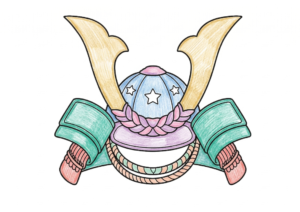 兜（かぶと）の塗り絵イラスト カラー見本｜こどもの日・端午の節句 無料ダウンロード
