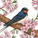 桜とつばめの塗り絵