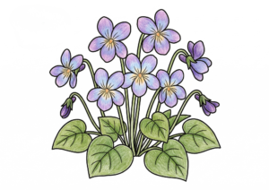 スミレ（菫）の塗り絵 カラー見本 春の野道に咲く淡い紫色の花