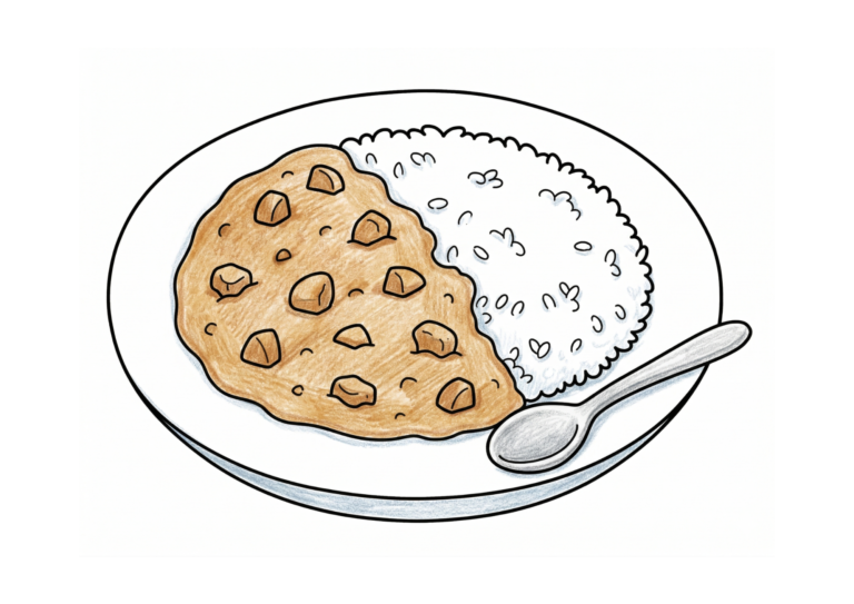 カレーライスの塗り絵イラスト｜大人・高齢者向け 無料ダウンロード（塗り絵フリー画像素材）