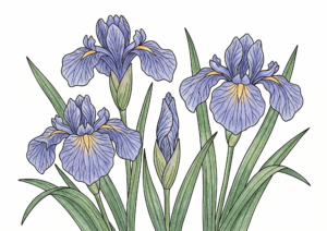 菖蒲（しょうぶ）の塗り絵イラスト カラー見本 無料 ぬりえ