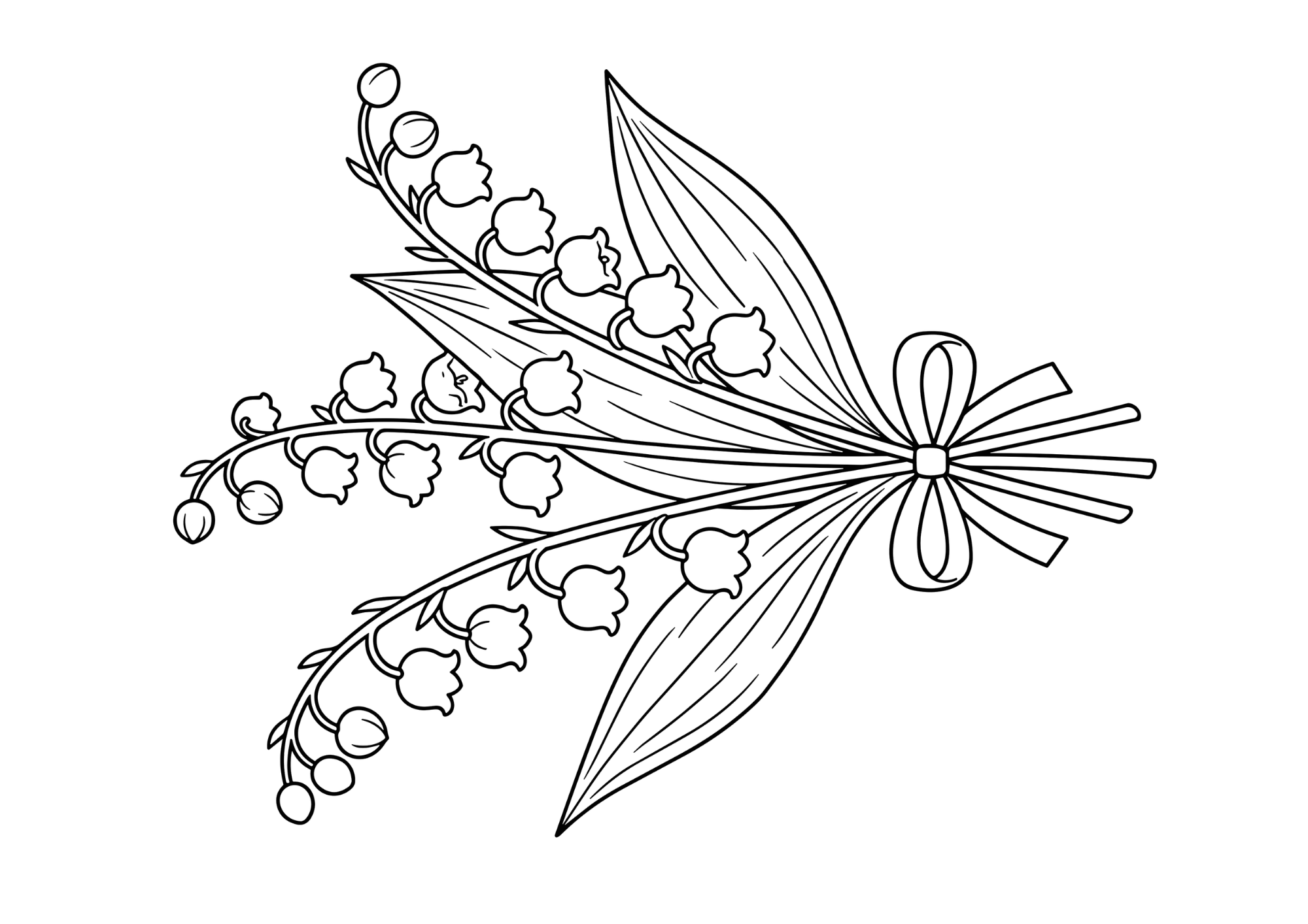スズランの塗り絵 白黒 無料印刷用