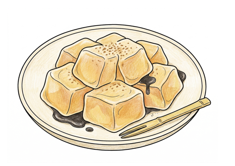 わらび餅の塗り絵イラスト｜大人・高齢者向け 無料ダウンロード（塗り絵フリー画像素材）