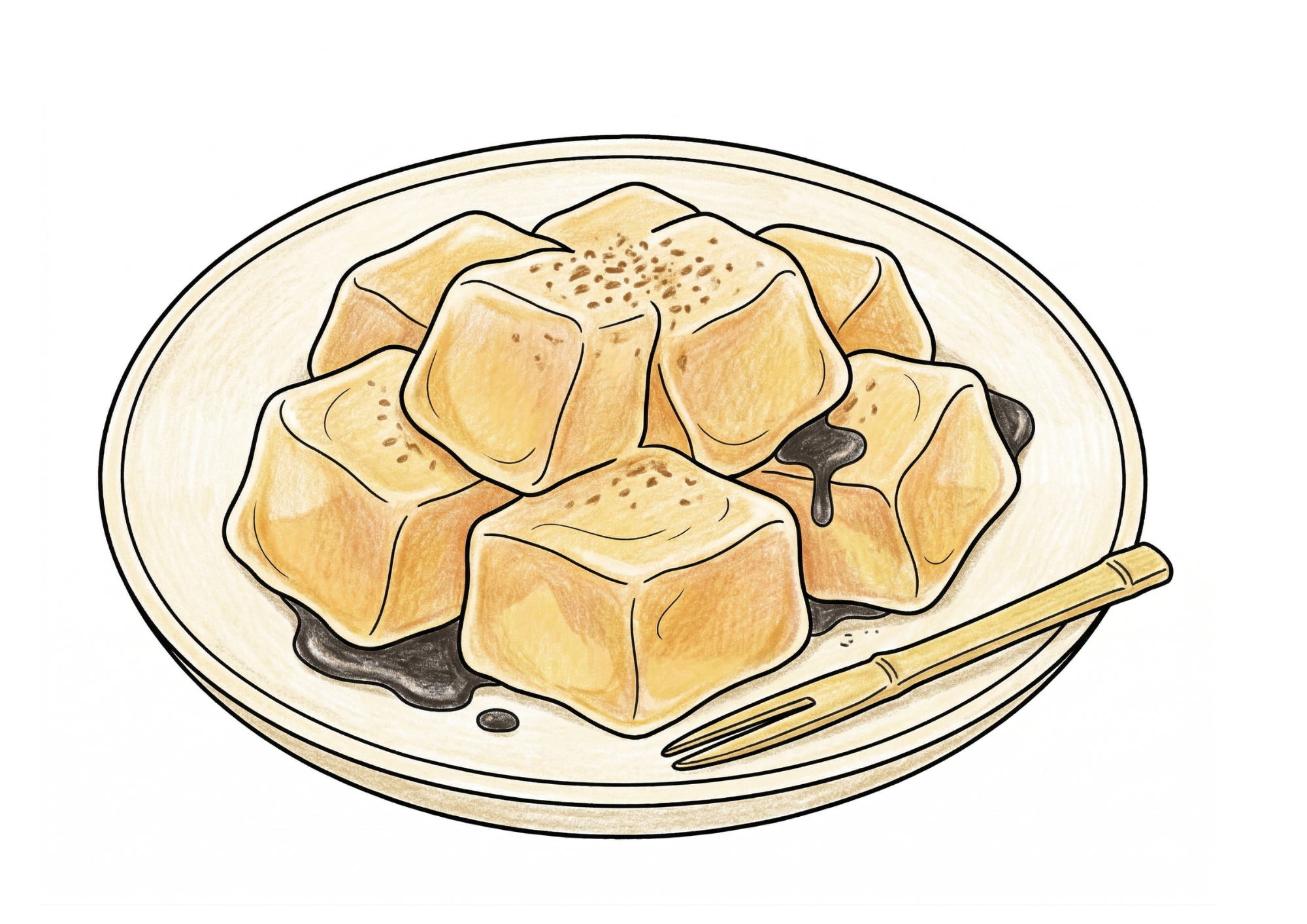 わらび餅の塗り絵 カラー見本