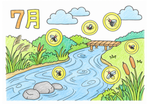 蛍（7月）の塗り絵 カラー見本