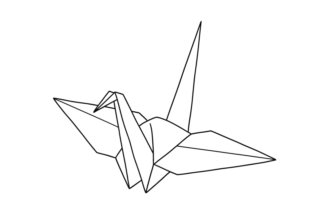 折り鶴の塗り絵 白黒 無料印刷用