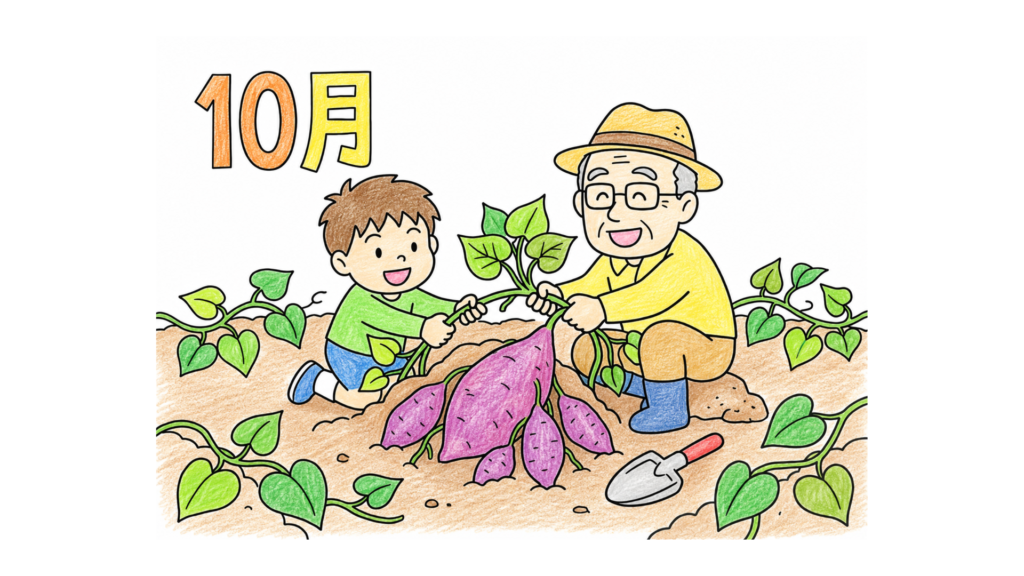 芋掘りの塗り絵 アイキャッチ