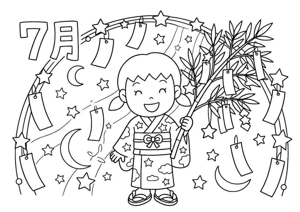 七夕 白黒 無料印刷用
